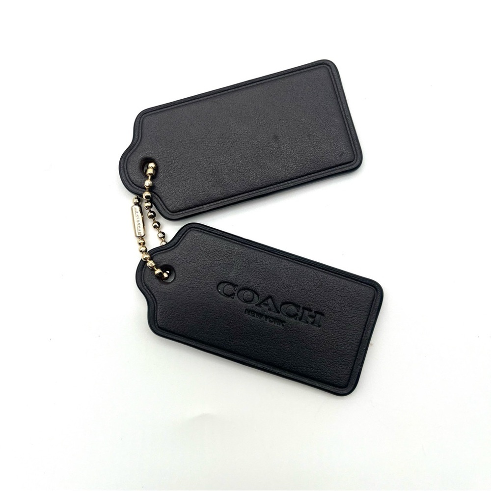 COACH RARE Double Hang Tag, 2 Black Leather